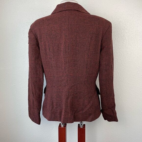 EUC Vintage Laura Leigh Ltd Womens Red and Black 100% Wool Blazer Jacket Size 10 - Picture 5 of 6